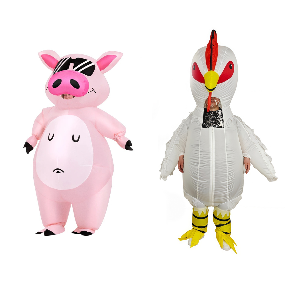 Halloween Costume Adult - Fantasia Inflável de Porquinho de Desenho