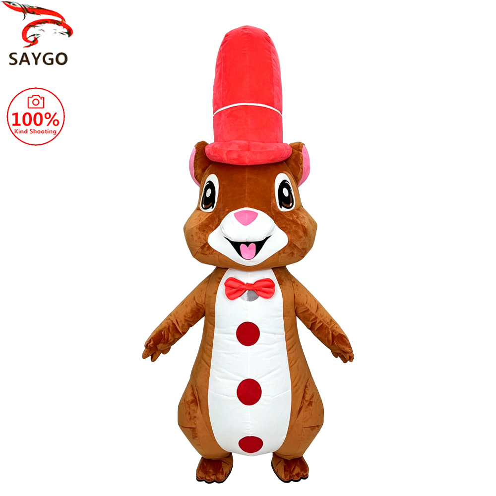 Halloween Costume Adult - Fantasia Inflável de Esquilo com Chapéu