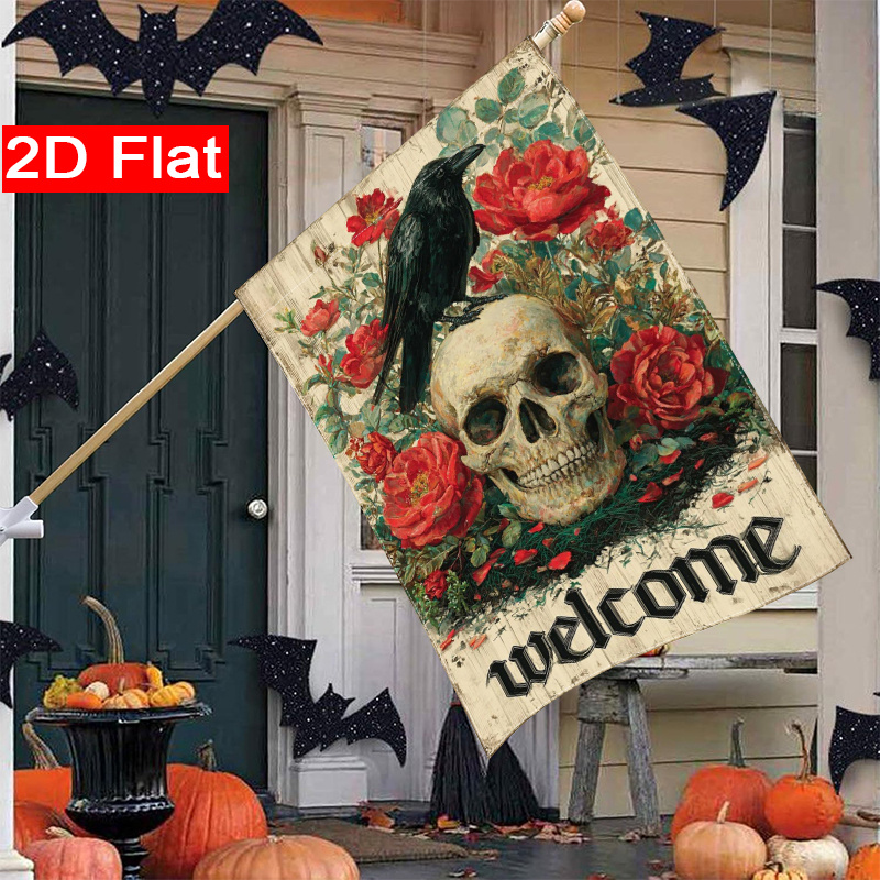 Halloween Skeleton Decoration - Bandeira de jardim 2D plana –