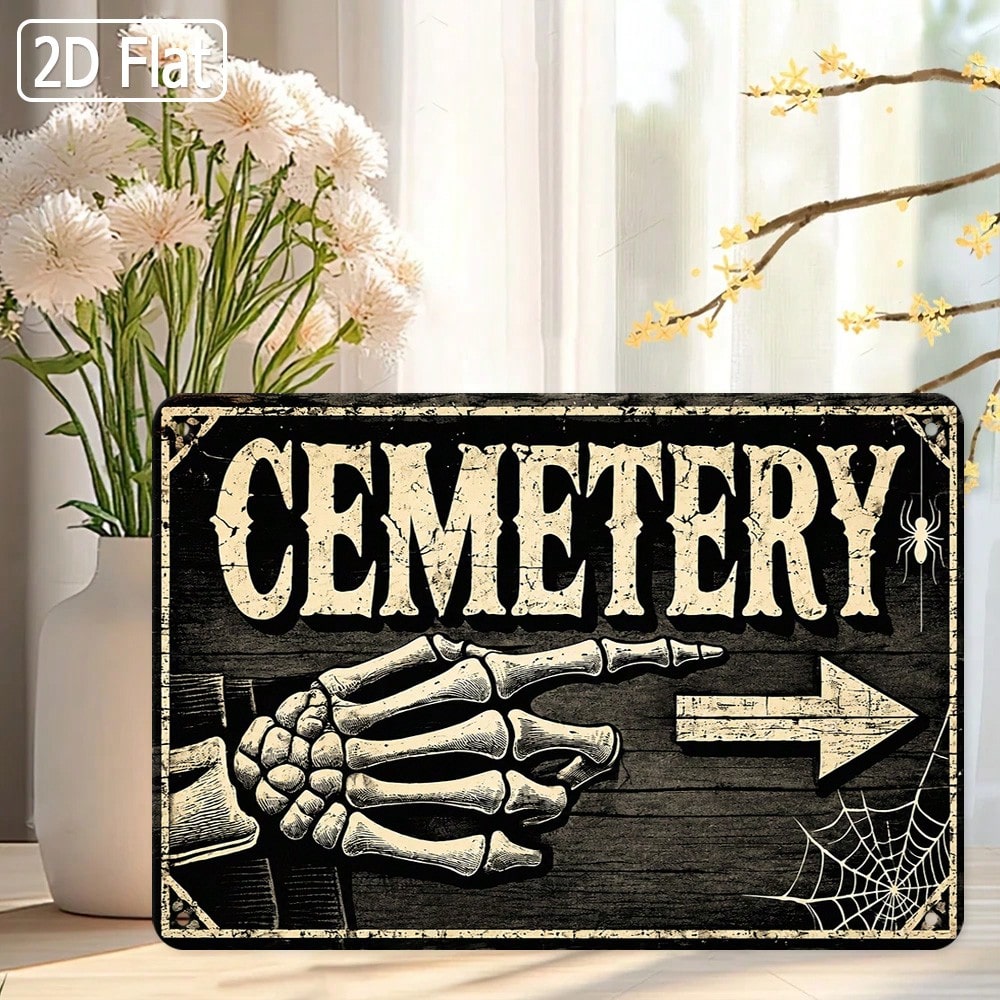 Halloween Skeleton Decoration - 1 unidade de placa de metal
