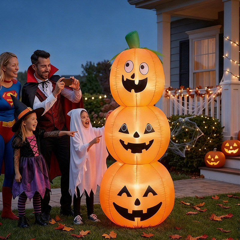 Halloween Pumpkin Decor Led - Abóbora Inflável Empilhável de Halloween com
