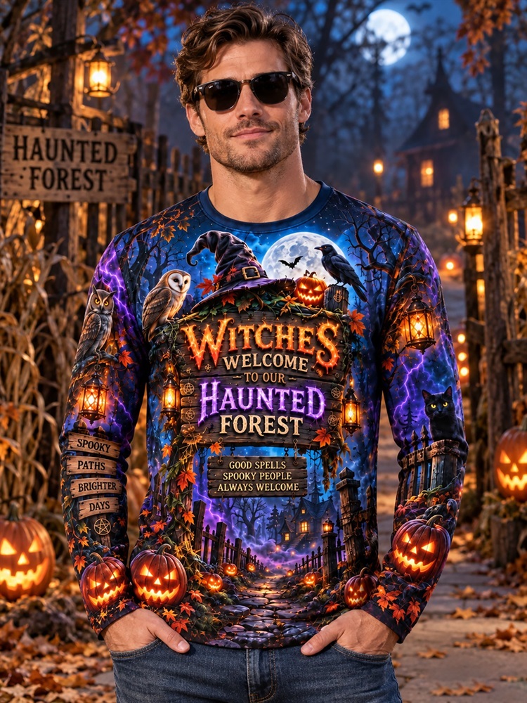 Camiseta de manga comprida par - Pumpkin Lantern Halloween avaliação e preço