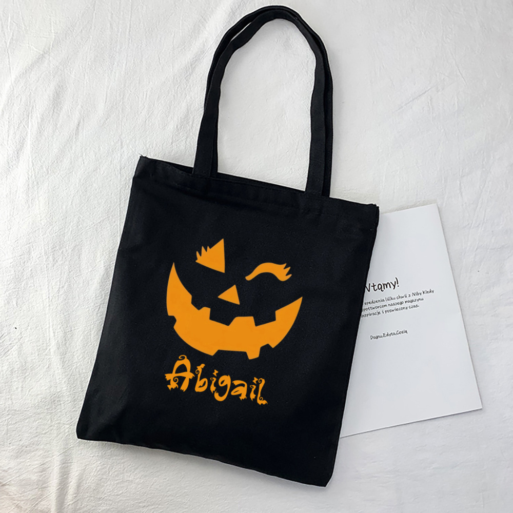 Bolsa de lona personalizada co - Pumpkin Lantern Halloween avaliação e preço
