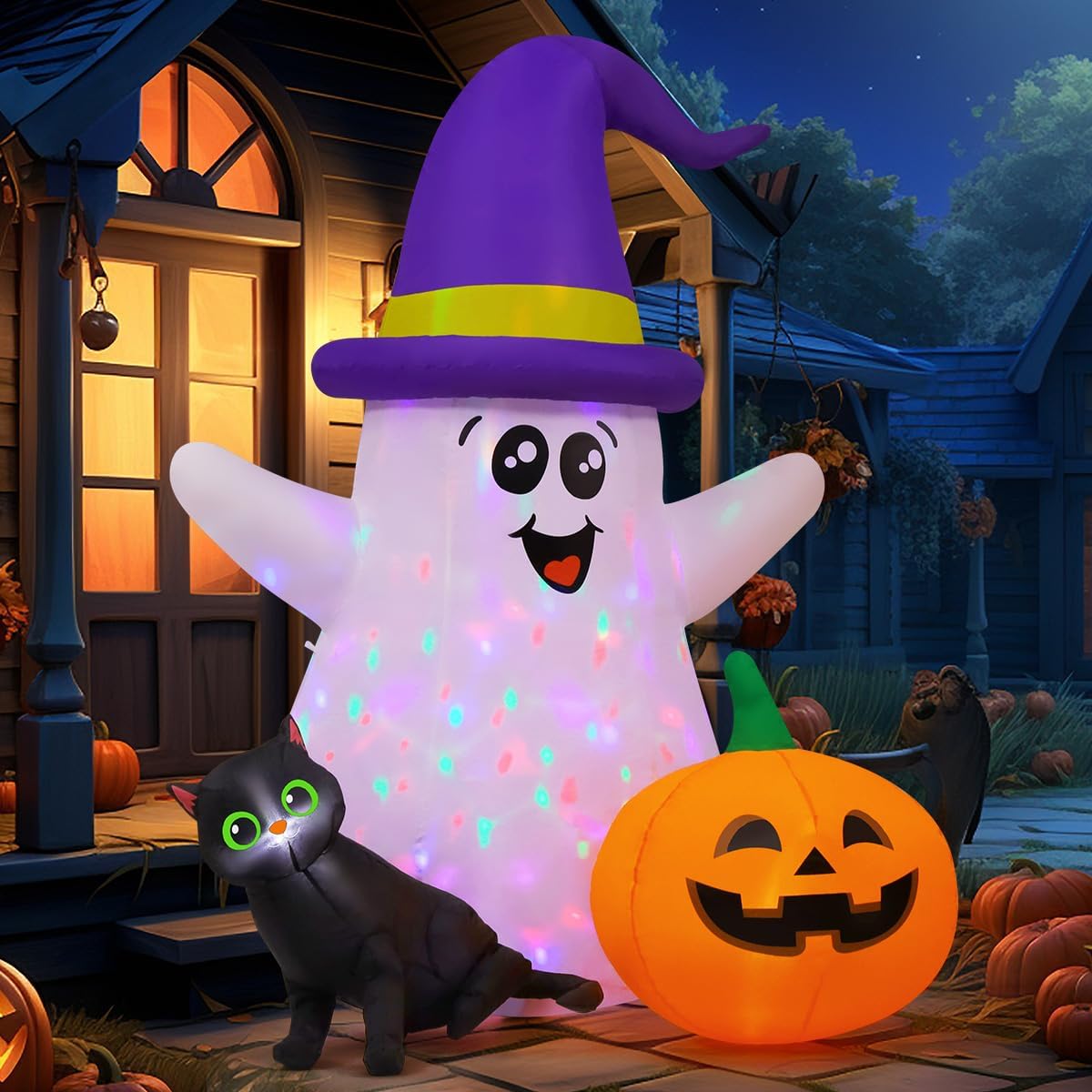 Fantasma Inflável de Halloween - Halloween Pumpkin Decor Led avaliação e preço
