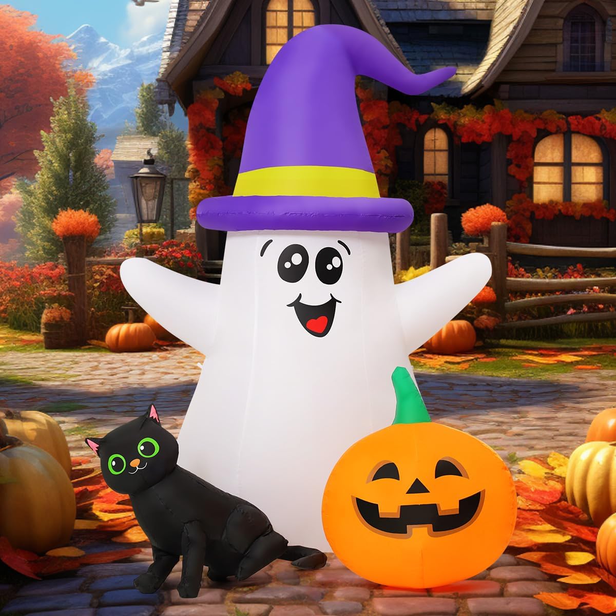 Fantasma Inflável de Halloween - Halloween Pumpkin Decor Led avaliação e preço