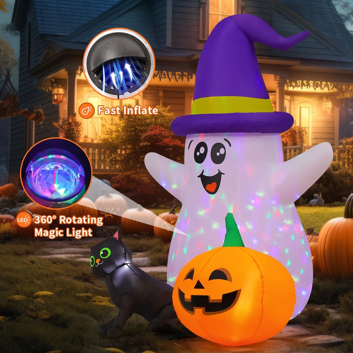 Fantasma Inflável de Halloween - Halloween Pumpkin Decor Led avaliação e preço