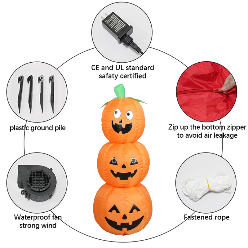 Abóbora Inflável Empilhável de - Halloween Pumpkin Decor Led avaliação e preço